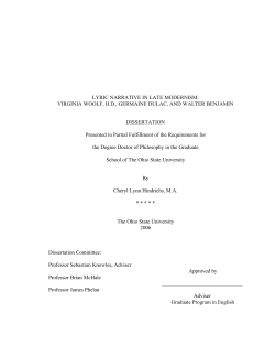 LYRIC NARRATIVE IN LATE MODERNISM