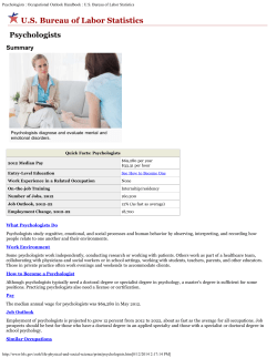 Psychologists : Occupational Outlook Handbook : U.S. Bureau of