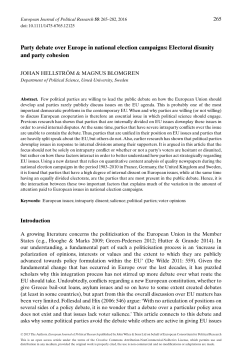 Party debate over Europe in national election campaigns: Electoral