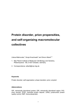Protein disorder, prion propensities, and self