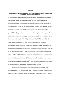 Background of the Repatriation and Land Expropriation Schemes
