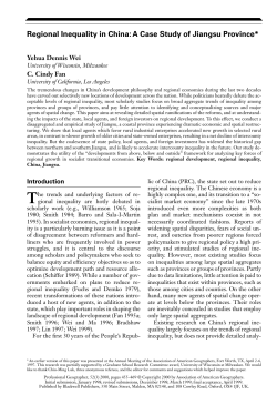 Regional Inequality in China: A Case Study of