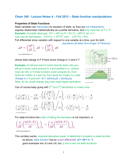 Chem 340 - Lecture Notes 4 &ndash; Fall 2013 &ndash; State function
