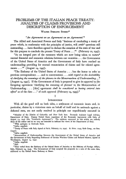 Problems of the Italian Peace Treaty