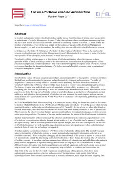 For an ePortfolio enabled architecture