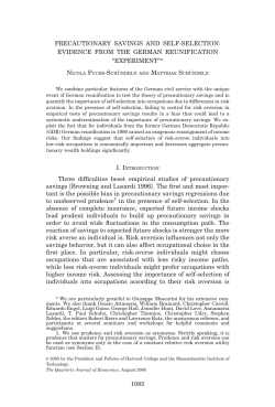 Precautionary Savings and Self-Selection - Wiwi Uni