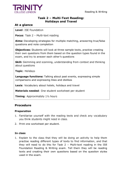 Multi-Text Reading - Trinity College London