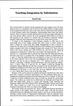 Teaching Integration by Substitution