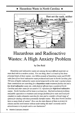 Hazardous and Radioactive Wastes: A High Anxiety Problem