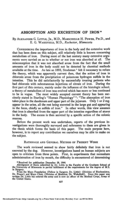 absorption and excretion of iron - CiteSeerX