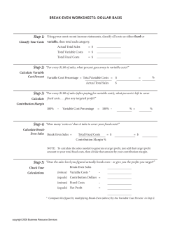Break Even Worksheet - Florida SBDC Network
