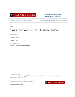 A cubic RSA code equivalent to factorization