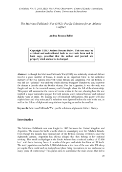 The Malvinas/Falklands War (1982): Pacific Solutions for an Atlantic