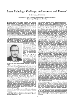 Insect Pathology: Challenge, Achievement, and Promisel