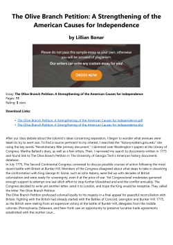 The Olive Branch Petition: A Strengthening of