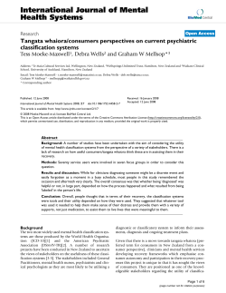 Tangata whaiora/consumers perspectives on current psychiatric