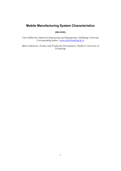 Mobile Manufacturing System Characteristics