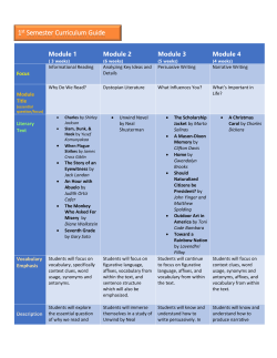 1st Semester Curriculum Guide