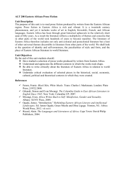 ALT 200 Eastern African Prose Fiction Unit Description The purpose