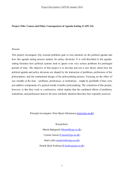 1 Project Title: Causes and Policy Consequences of Agenda Setting