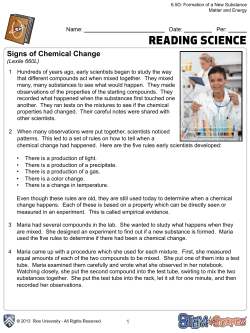 Signs of Chemical Change