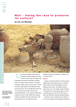 Mali - losing the race to preserve its culture? cultural heritage