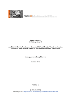 Of Building, Essay 45, aus: FRANCIS BACON, The