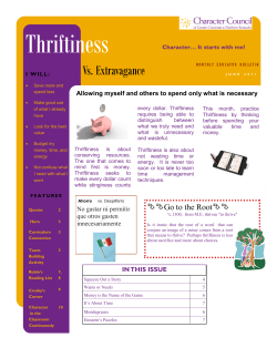 Thriftiness - Character Council of Cincinnati