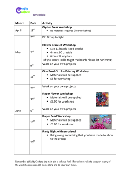 Timetable Month Date Activity April 18 Oyster Press Wo 25 No