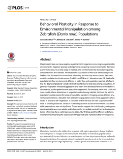 Behavioral Plasticity in Response to Environmental Manipulation