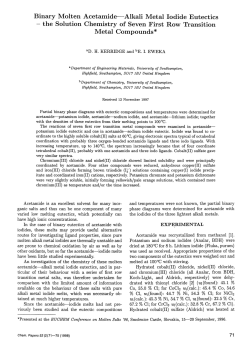 Binary Molten Acetamide&mdash;Alkali Metal Iodide