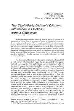 The SingleParty Dictator`s Dilemma: Information in