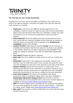 Ten Top Tips for Your Trinity Exams Day Preparing for your exam