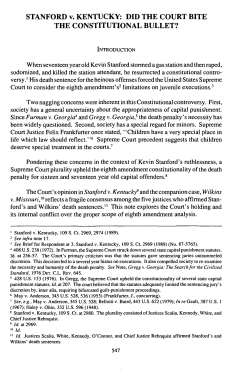 Stanford v. Kentucky: Did the Court Bite the Constitutional Bullet