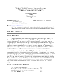 toleration and its limits - Department of Political Science