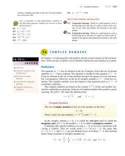 COMPLEX NUMBERS