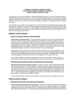 -1- SUMMARY OF FINANCIAL IRREGULARITIES THAT HAVE