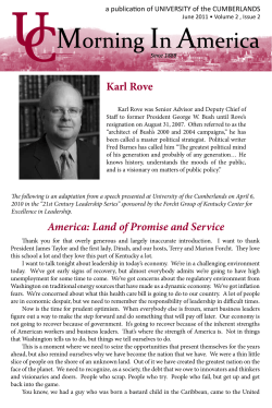 America: Land of Promise and Service Karl Rove