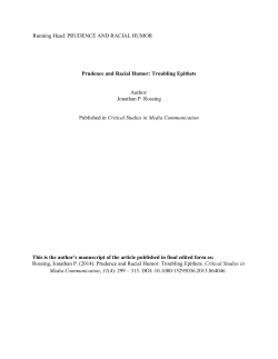Prudence and Racial Humor: Troubling Epithets