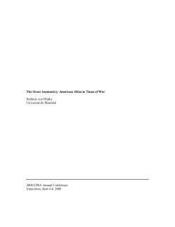 The Great Asymmetry: American Allies in Times of War Stefanie von