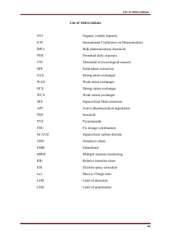List of Abbreviations OVI Organic volatile impurity