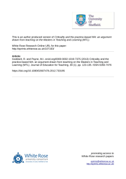 Criticality and the practice-based MA: an argument drawn from