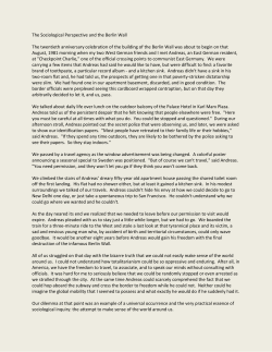 The Sociological Perspective and the Berlin Wall The twentieth