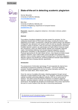 State-of-the-art in detecting academic plagiarism