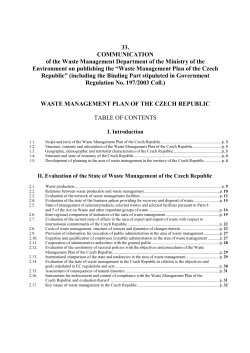 Waste Management Plan of the Czech Republic for 2003-2013