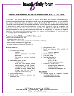 DOMESTIC PARTNERSHIPS, RECIPROCAL BENEFICIARIES