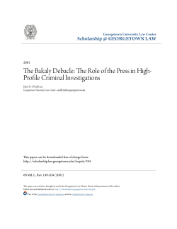 The Bakaly Debacle: The Role of the Press in High