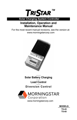 Installation, Operation and Maintenance Manual