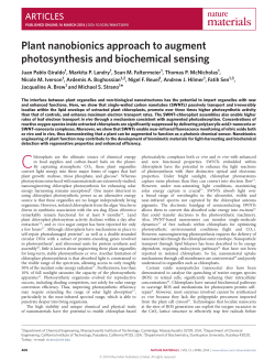 Plant nanobionics approach to augment photosynthesis and