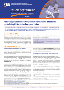 FEE Policy Statement on Adoption of International Standards on
